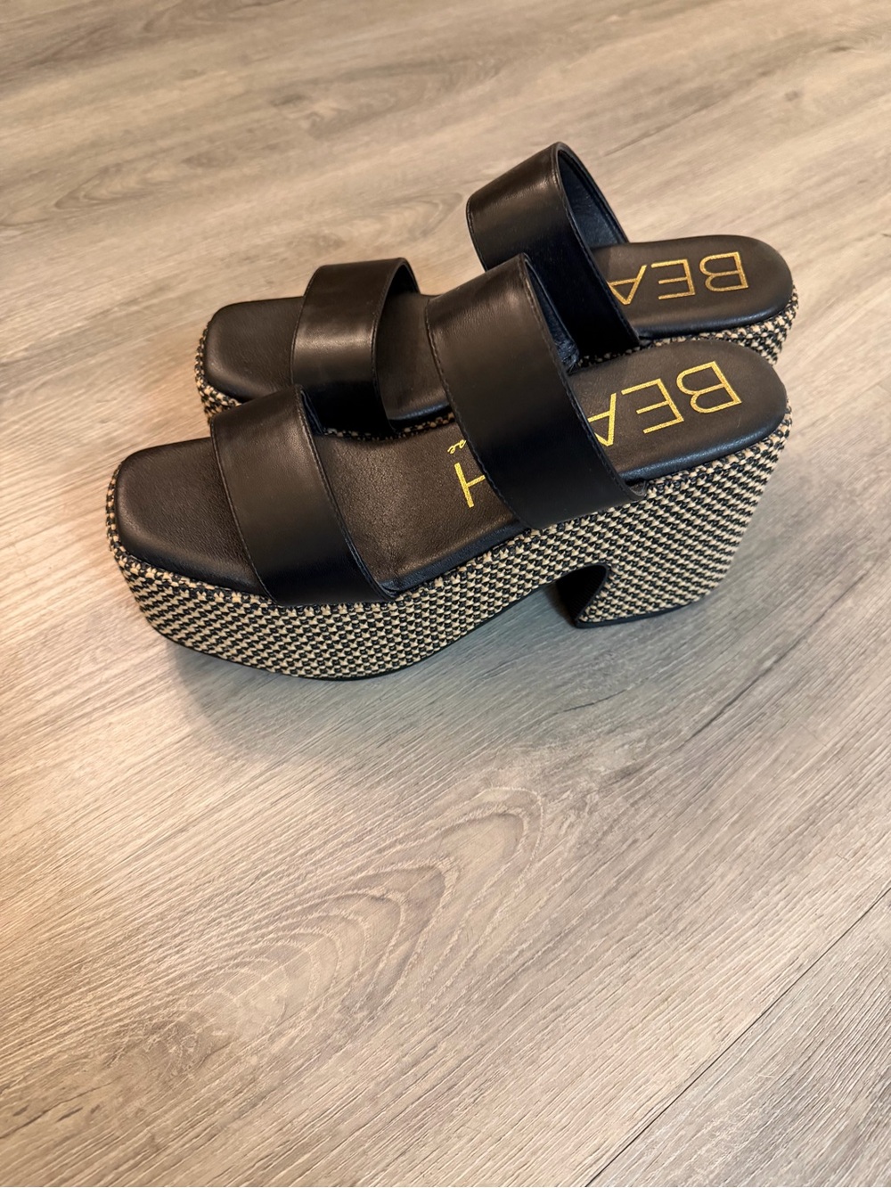 Black Platform Slide Sandals